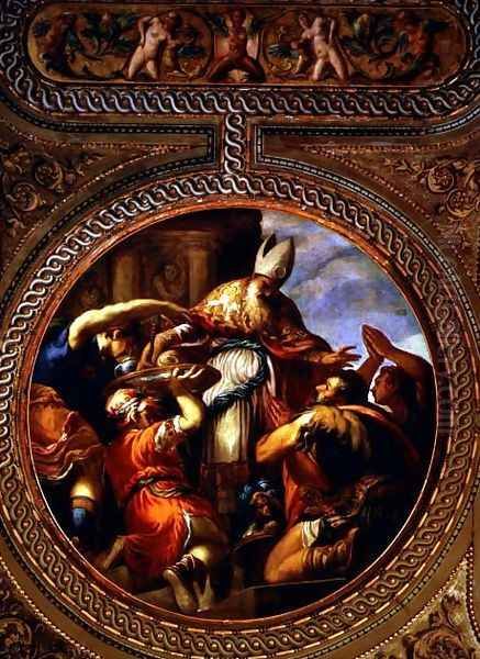 Allegory of the Priesthood, from the ceiling of the library, 1556 Oil Painting by Andrea Schiavone