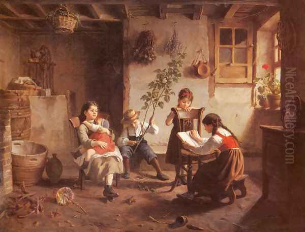 The Reading Lesson Oil Painting by Paul Seignac