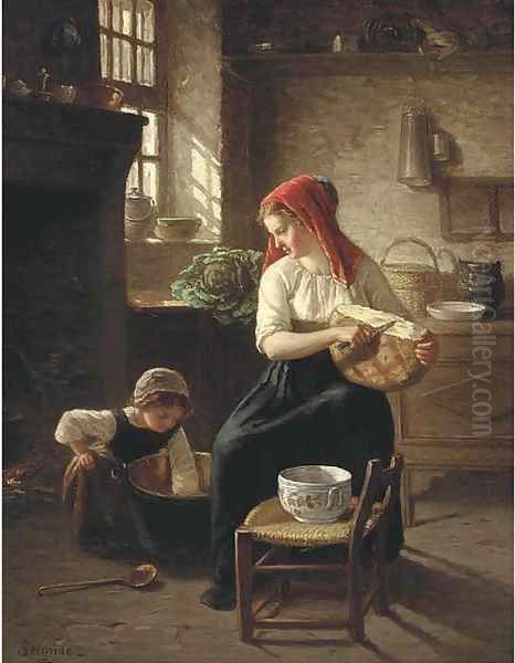 Mother's little helper Oil Painting by Paul Seignac