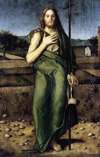 St John the Baptist 1500s Oil Painting by Girolamo da Santacroce