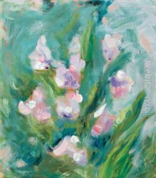 Pink Sweet Peas Oil Painting by Helene Schjerfbeck