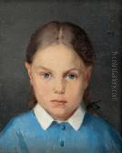 Girl With Braids Oil Painting by Helene Schjerfbeck