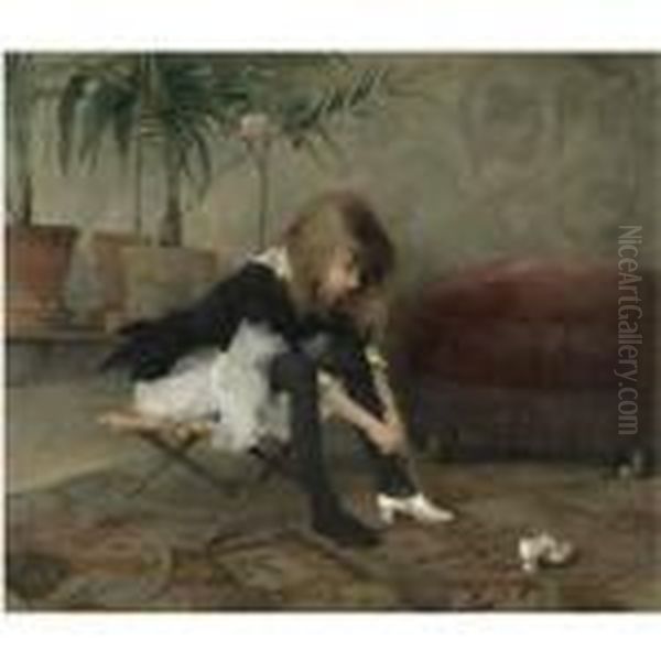 Tanssiaiskengat; Balskorna (dancing Shoes) Oil Painting by Helene Schjerfbeck