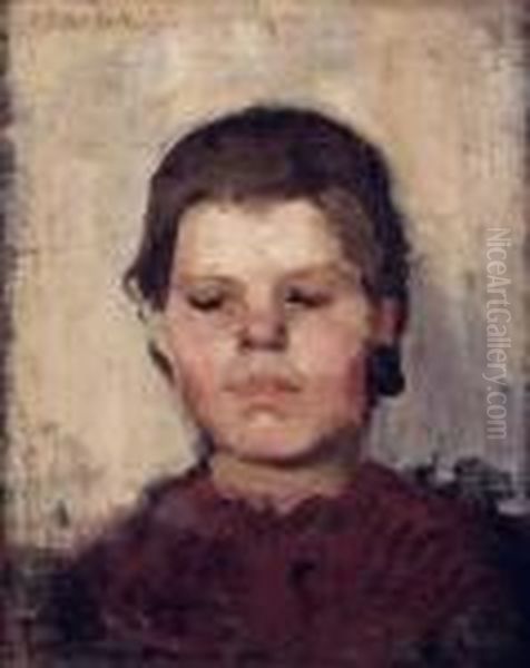 Portrait De Jeune Fille Oil Painting by Helene Schjerfbeck