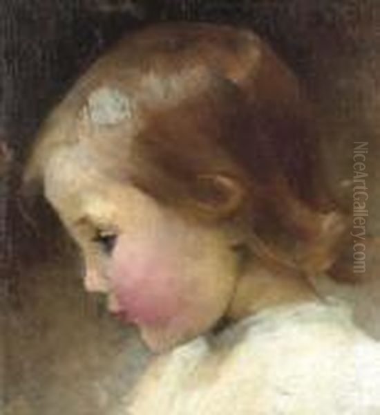 Profile Of A Girl (flickprofil) Oil Painting by Helene Schjerfbeck