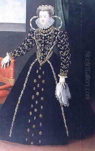 Portrait of Elizabeth of Austria, Queen of France 1554-92, daughter of Emperor Maximilian II and wife of Charles IX 1550-74 Oil Painting by Georges van der (Jorge de la Rua) Straeten