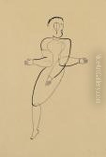 Figur Mit Drei Armen / Figure With Three Arms Oil Painting by Oskar Schlemmer