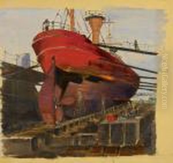 Feuerschiff Im Trockendock Oil Painting by Oskar Schlemmer