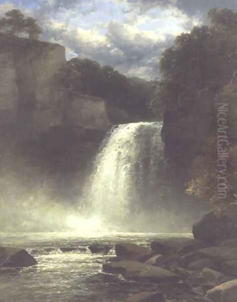 A Waterfall Scene Oil Painting by John Brandon Smith