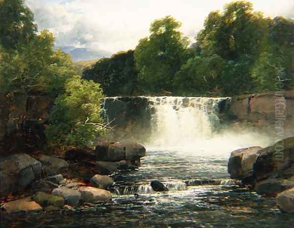 Waterfall on the Lesser Neath Oil Painting by John Brandon Smith