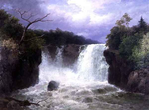 The Falls of the Hespte, South Wales, 1886 Oil Painting by John Brandon Smith