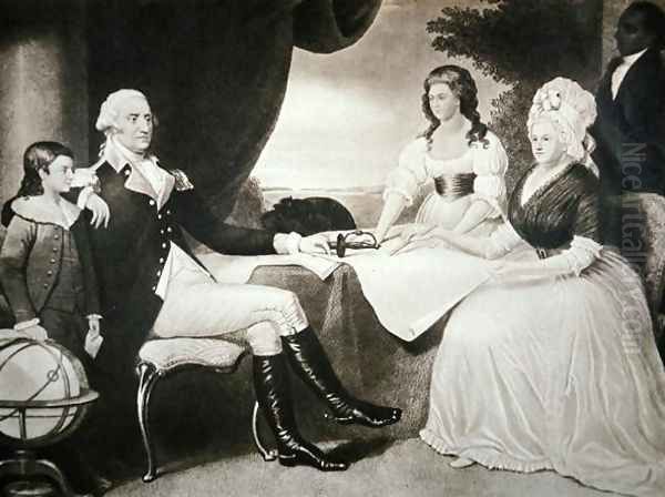 George Washington 1732-99 with his family and black servant Oil Painting by Edward Savage