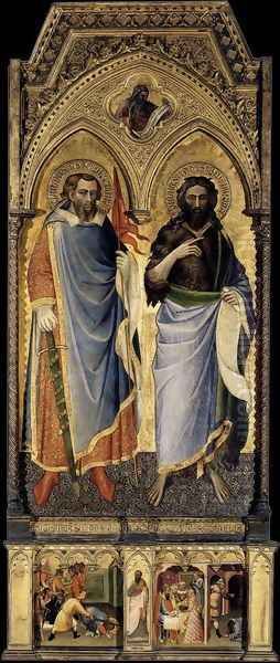 St Nemesius and St John the Baptist 1385 Oil Painting by Luca Spinello Aretino