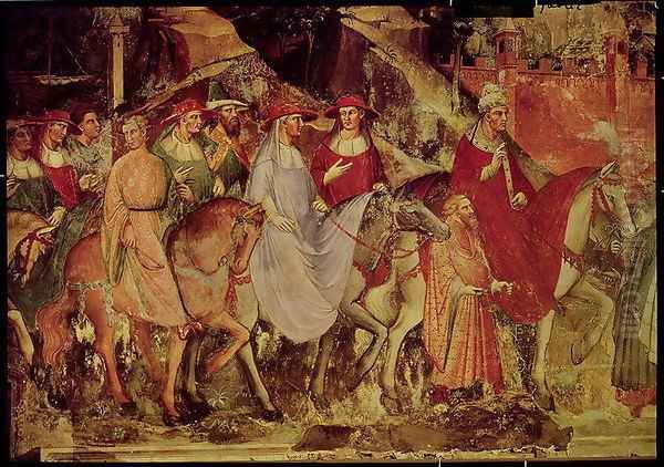 The History of Pope Alexander III 1105-81- The Entrance of the Pope and Emperor Frederick Barbarossa c.1123-90 into Rome, 1407 2 Oil Painting by Luca Spinello Aretino