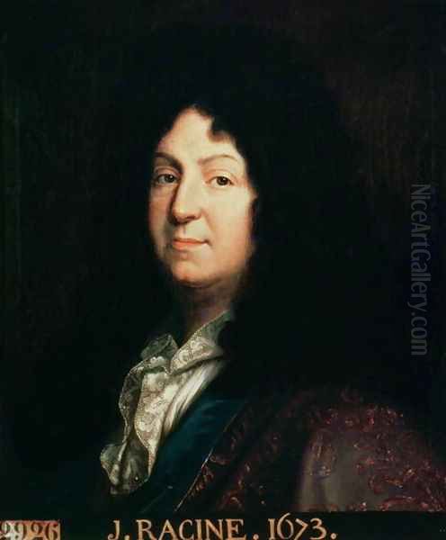 Portrait of Jean Racine 1639-99 copy of an original of 1673, 1698 Oil Painting by Jean-Baptiste Santerre