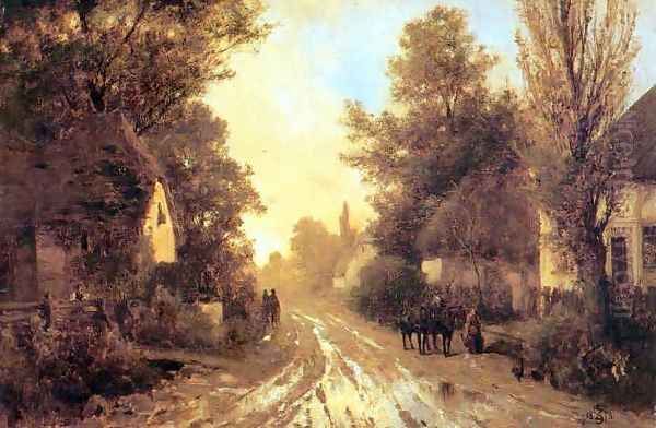 Rural Road in Autumn Oil Painting by Zygmunt Sidorowicz