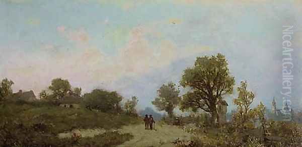 Walk Through a Village Oil Painting by Zygmunt Sidorowicz