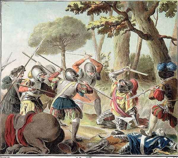 Gaston de Foix 1488-1512 Slain at the Battle of Ravenna, engraved by Roger, 1788 Oil Painting by Antoine Louis Francois Sergent-Marceau