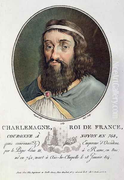 Charlemagne 747-814, King of France, engraved by Ride, 1789 Oil Painting by Antoine Louis Francois Sergent-Marceau