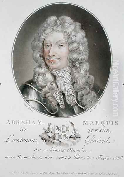 Abraham 1610-88 Marquis du Quesne, 1787, from Portraits des grands hommes, femmes illustres, et sujets memorables de France, engraved by Ride, published 1787-92 Oil Painting by Antoine Louis Francois Sergent-Marceau