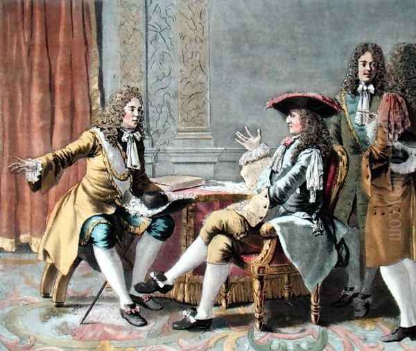 Duguay-Trouin 1673-1736 recounting his naval exploits to Louis XIV, engraved by Madame de Cernel 1753-1834, 1789 Oil Painting by Antoine Louis Francois Sergent-Marceau