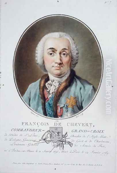 Francois de Chevert 1695-1769 from Portraits des grands hommes, femmes illustres, et sujets memorables de France, engraved by Ride, published 1787-92 Oil Painting by Antoine Louis Francois Sergent-Marceau