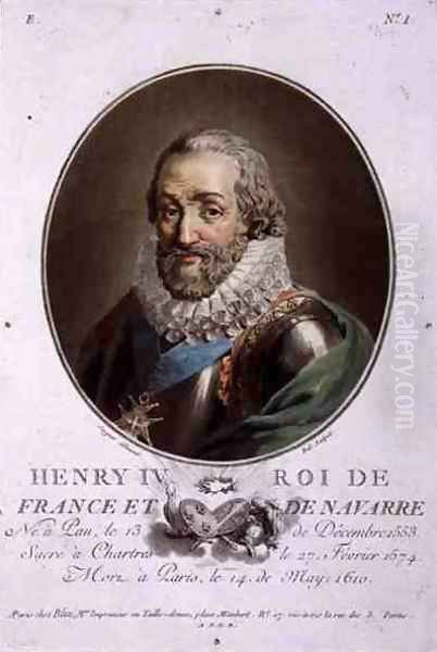 Portrait of Henri IV, King of France and Navarre 1553-1610 engraved by Ride Oil Painting by Antoine Louis Francois Sergent-Marceau