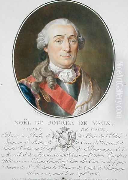 Noel de Jourda de Vaux 1705-88 1789, from Portraits des grands hommes, femmes illustres, et sujets memorables de France, published 1787-92 Oil Painting by Antoine Louis Francois Sergent-Marceau