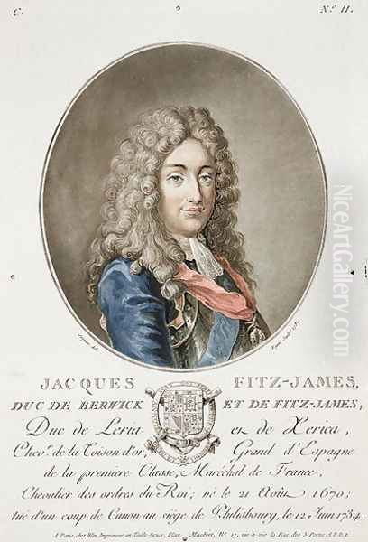 James Fitzjames 1670-1733, 1st Duke of Berwick, from Portraits des grands hommes, femmes illustres, et sujets memorables de France, engraved by Roger, 1787, published 1787-92 Oil Painting by Antoine Louis Francois Sergent-Marceau