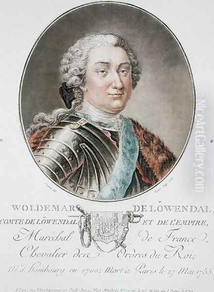 Woldemar de Lowendal 1700-55 1787, from Portraits des grands hommes, femmes illustres, et sujets memorables de France, engraved by Roger, published 1787-92 Oil Painting by Antoine Louis Francois Sergent-Marceau