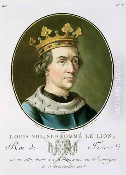 Portrait of Louis VIII, Called Le Lion, King of France 1187-1226, engraved by Madame de Cernel, 1790 Oil Painting by Antoine Louis Francois Sergent-Marceau