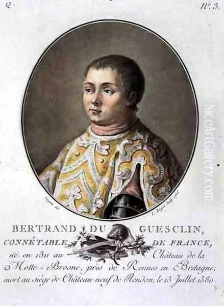 Portrait of Bertrand du Guesclin 1311-80, High Constable of France, engraved by Leon Roger, 1786 Oil Painting by Antoine Louis Francois Sergent-Marceau