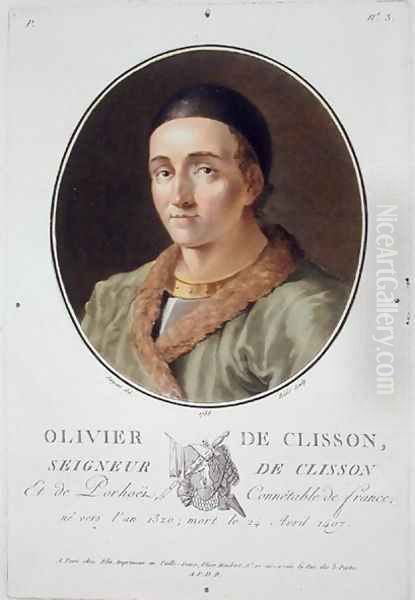 Olivier de Clisson 1336-1407 from Portraits des grands hommes, femmes illustres, et sujets memorables de France, engraved by Ride, published 1787-92 Oil Painting by Antoine Louis Francois Sergent-Marceau