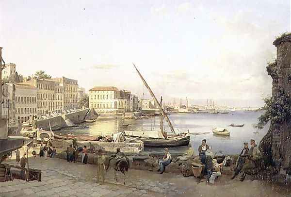 The Santa Lucia Embankment, Naples, c.1820 Oil Painting by Silvestr Fedosievich Shchedrin