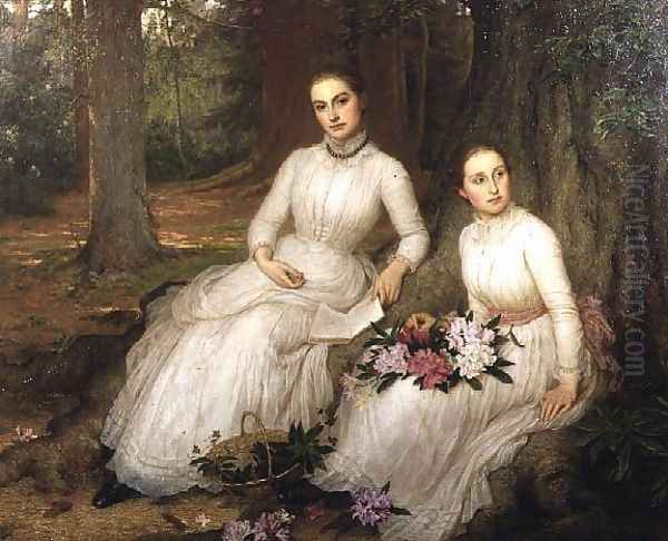 Kathleen and Mary Ann, Daughters of Samuel Gurney Sheppard of Leggatts, Potters Bar, 1888 Oil Painting by Mrs. Louisa Starr Canziani