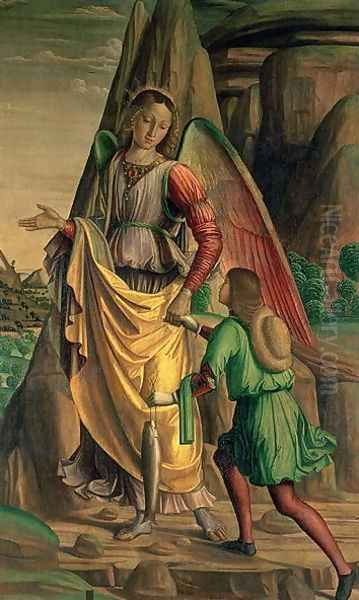 Tobias and the Angel Oil Painting by Giovanni Santi or Sanzio