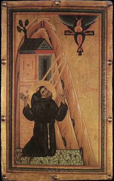 St Francis Receiving the Stigmata 1240-50 Oil Painting by Master of San Francesco Bardi