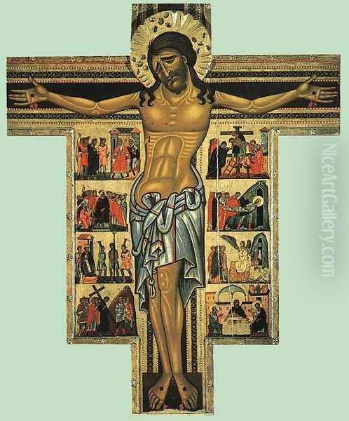 Crucifix with scenes from Calvary Oil Painting by Master of San Francesco Bardi