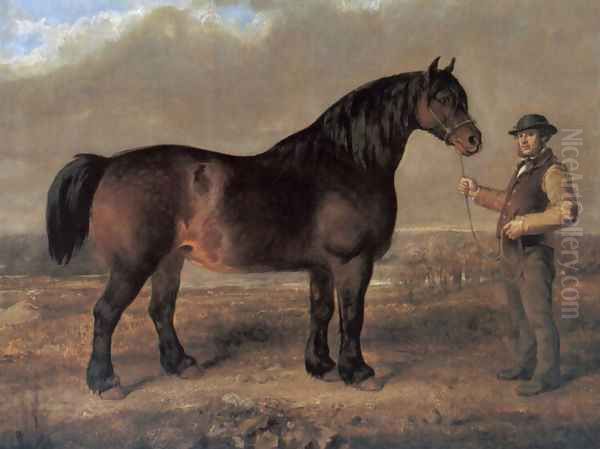 Prize Clydesdale Mare Oil Painting by Gourlay Steell