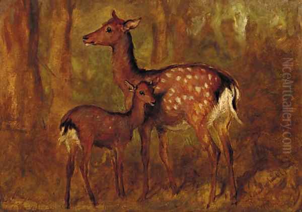 Japanese deer at Talliallan Oil Painting by Gourlay Steell