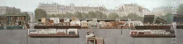 A book stall on the banks of the Seine Oil Painting by Benjamin Walter Spiers