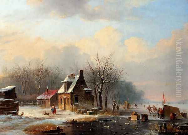 Winter Oil Painting by Jacobus Van Der Stok