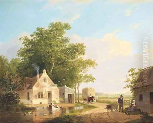 A country idyll Oil Painting by Jacobus Van Der Stok