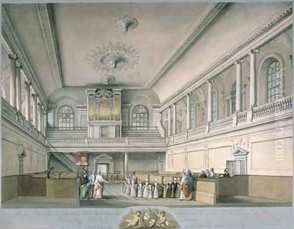 The Foundling Hospital Chapel looking West, 1773 Oil Painting by John Sanders