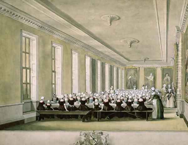 The Girls Dining Room of the Foundling Hospital, 1773 Oil Painting by John Sanders