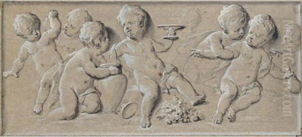 Design For A Frieze With Bacchanalian Putti. Oil Painting by Aert Schouman