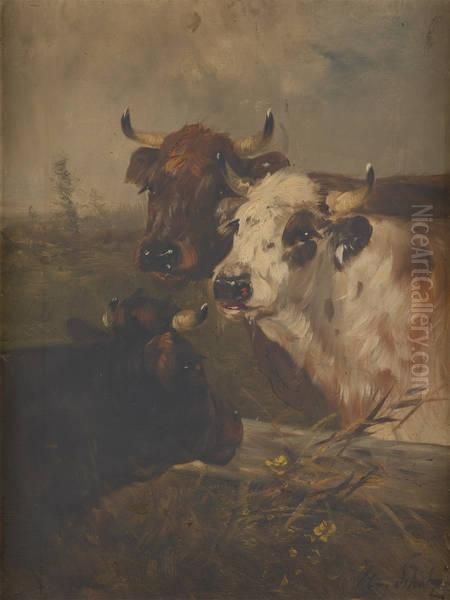 Vaches A La Barriere Oil Painting by Henry Schouten