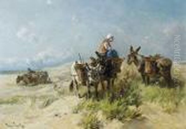 Petits Anes Dans Les Dunes Oil Painting by Henry Schouten