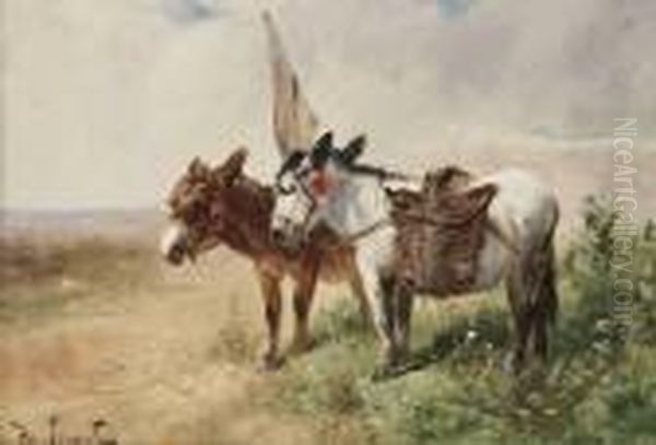 Donkeys Oil Painting by Henry Schouten