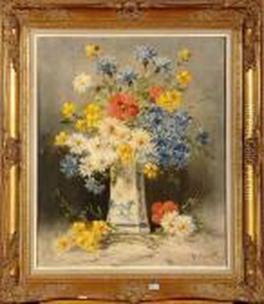 Vase De Fleurs Oil Painting by Henry Schouten